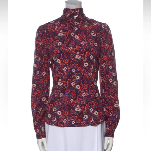 Veronica Beard Silk Chilton Blouse Pink Floral 4 - Picture 12 of 16